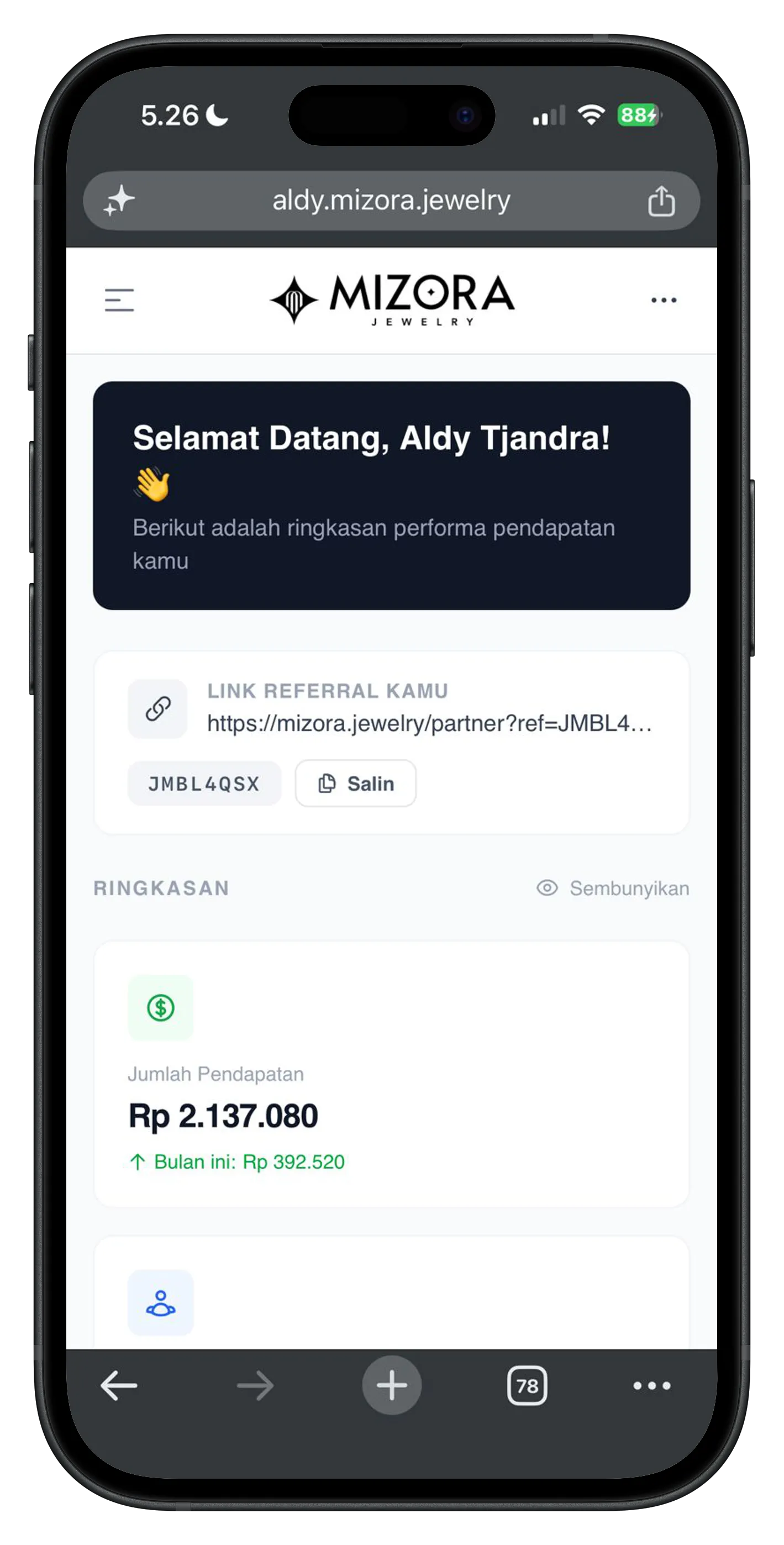 Mizora Star Jeweler app mockup